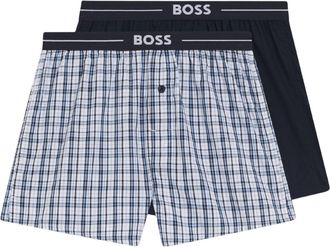 HUGO BOSS Katoenen pyjamashort heren (Set van 2) (Donkerblauw)