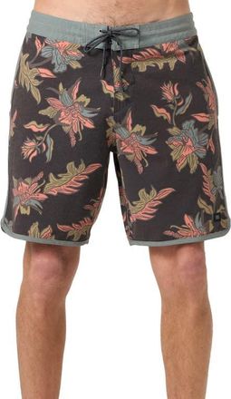 O'Neill Cruzer Stripe Scallop Board Shorts in Black at Nordstrom, Size 36