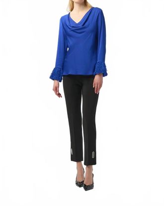 Joseph Ribkoff Cowl Neck Satin Top In Royal Sapphire