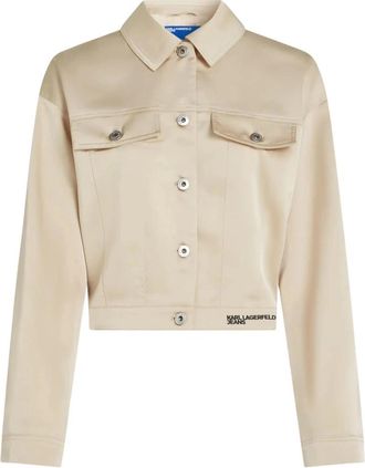 Karl Lagerfeld Satijnen Blazer - Dames - Zomerjassen - Beige - L - Satijn - Jassen