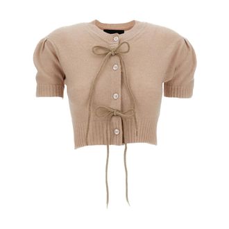 Simone Rocha Cashmere Knitwear, female, Pink, Size: S Tie-detail Cardigan