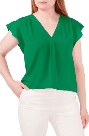 Chaus Print Flutter Sleeve Blouse in Lush Green at Nordstrom, Size X-Large