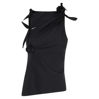Coperni Sleeveless Tops, female, Black, Size: XS Flower Top