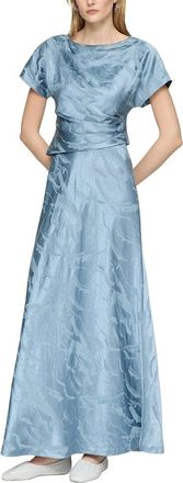 Lafayette 148 New York Bateau Neck Drape Front Linen-Blend Gown