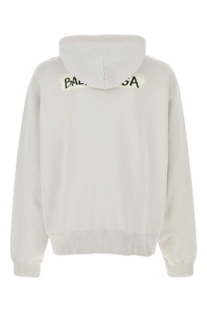Balenciaga Mens Chalk Cotton Sweatshirt Dirty White T Felpe Sweater