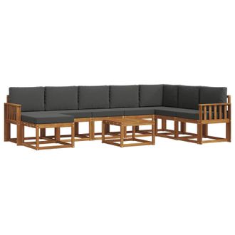 vidaXL Conjunto De Sof&aacute;s De Exterior 9 Pcs Natural Y Antracita Vidaxl