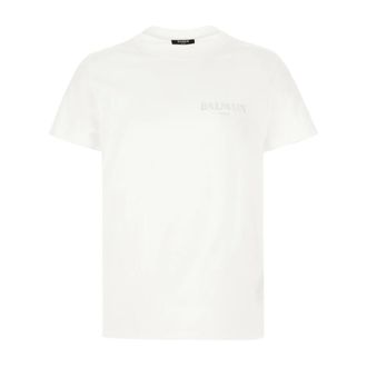 Balmain T-Shirts, male, White, Size: S Vintage Gel T-Shirt