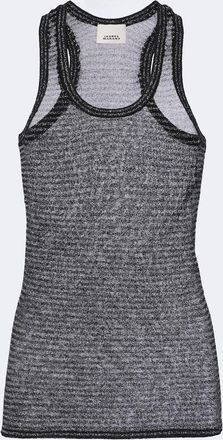 Isabel Marant Cevara semi-sheer striped Lurex tank top