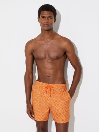 Reiss Tangerine Orange Geometric-print Swim Shorts, Xxl