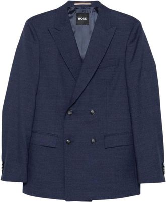 HUGO BOSS Heren, Pakken, Blauw, Maat: XL Wol