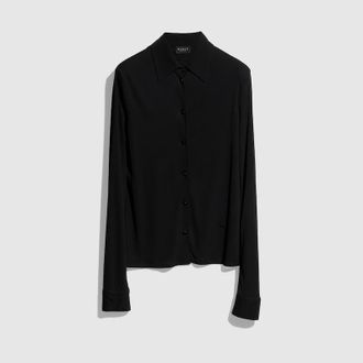 Gucci Lightweight Viscose Cr&ecirc;pe Jersey Shirt, Black, Ready-to-wear