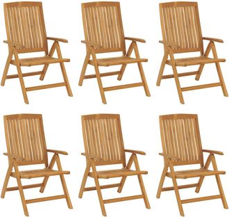 vidaXL Sillas Plegables Reclinables, 6 Unidades, Madera Maciza De Teca. Vidaxl