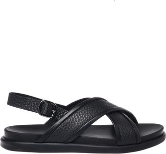 Baldinini Tumbled Leather Sandal - Heren - Sandalen - Zwart - 43 EU - Leer - Schoenen