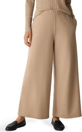 Eileen Fisher High Waist Wool Wide Leg Pants in Biscuit at Nordstrom, Size X-Small Regular