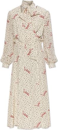 Valentino Garavani Silk Polka Dot Dress - Dames - Casual kleedjes - Beige - 2XS - Kleedjes