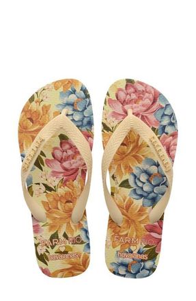 Havaianas x FARM Rio Rebecca Flip Flop in Buttercream at Nordstrom, Size 5