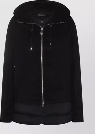 Moorer hooded long sleeve down jacket with pockets