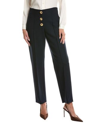 Oscar De La Renta Wool-Blend Button Detail Pant