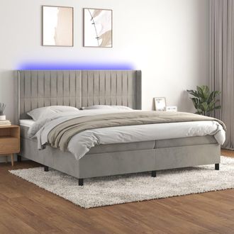 vidaXL Vidaxl - Cama Box Spring Colch&oacute;n Y Led Terciopelo Gris Claro 200x200 Cm