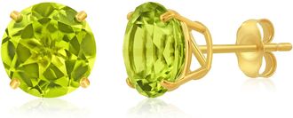 MAX + STONE 14k Yellow Gold 9mm Round Cut Gemstone Stud Earrings