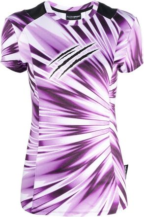 Plein Sport printed tie-dye round-neck T-shirt - women - Cotton - S - Purple