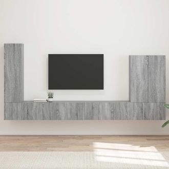 vidaXL Conjunto De Mueble Para Tv De Pared 6 Uds. Gris Sonoma Vidaxl