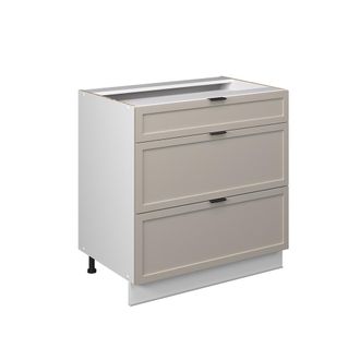 Vicco Mueble Bajo De Cocina Fame-line, Grisbeige, 80 Cm Con 3 Cajones, Sin Encimera, Vicco