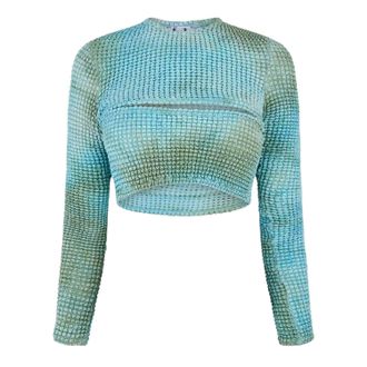 Off-white Off White Dames/Dames Tie Dye Cut Out Crop Top (Blauw)