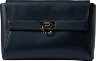 Ferragamo Clutch Tracolla Removibile - Dames - Schoudertassen - Blauw - ONE Size - Leer - Tassen