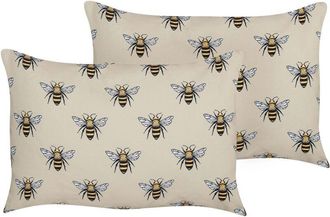 Beliani Set of 2 Outdoor Cushions CANNETO Animal Pattern 40 x 60 cm Beige