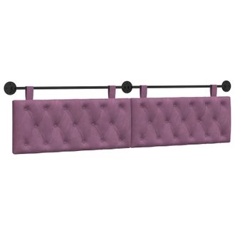 vidaXL Cabecero Colgante Con Luz Led Morado Terciopelo Vidaxl