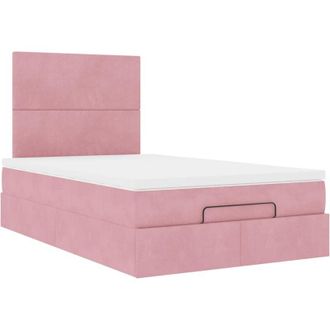 vidaXL Estructura Cama Otomana Colchones Terciopelo Rosa 120x190 Cm Vidaxl