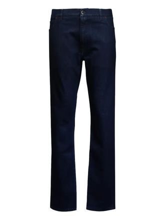 Isaia logo-patch denim - Blue
