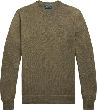 Ralph Lauren Truien & Vesten, Heren, Groen, 2Xl, Wol, Slim Fit Wasbare Wollen Crewneck Trui