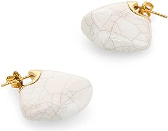 Bottega Veneta Womens Finn Earring White Ceramic Silver Earrings