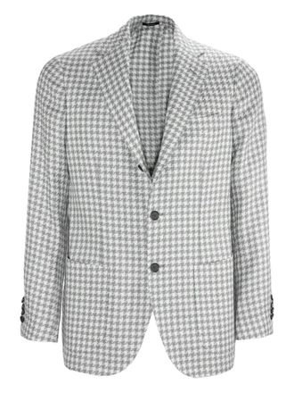 Sartorio Napoli peak-lapel houndstooth check blazer - men - Alpaca/Wool/Polyamide/Elastane/Other Fabrics - 52 - White