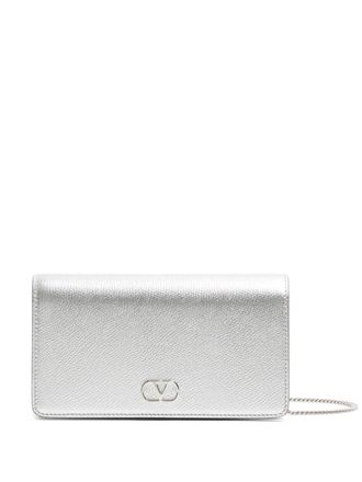 Valentino Garavani mini VLogo grained shoulder bag - Silver