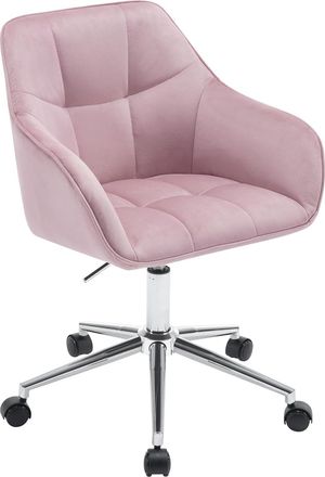 Woltu Woltu - Silla De Terciopelo Con Reposabrazos Y Ruedas Taburete De Oficina Giratorio De Altura Regulable, Rosa+plata