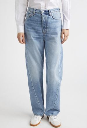 Toteme Twisted Seam High Waist Straight Leg Jeans in Worn Blue 485 at Nordstrom, Size 26 X 32