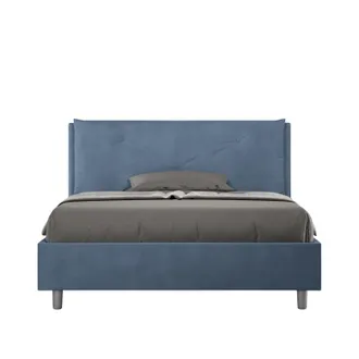 ITYhome Letto Alla Francese Rivestito In Microfibra - Appia - Dimensione Rete: 140x190 - Colore: Blu - Tipologia Letto: Con Rete
