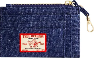 True Religion Denim Zip Card Case in Medium Blu at Nordstrom
