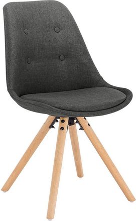 Woltu Woltu Sedia Per Sala Da Pranzo Tessuto Di Lino + Legno Senza Braccioli Grigio Scuro
