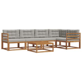 vidaXL Conjunto De Sof&aacute;s De Exterior 6 Pcs Natural Y Gris Claro Vidaxl