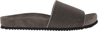 Brunello Cucinelli Brunello Cucinelli Womens Classic One Belt Slippers - Grey Suede - Size EU 36