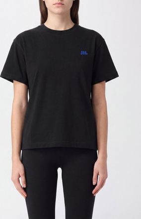 Jil Sander T-shirt in cotone con logo ricamato a contrasto sul davanti