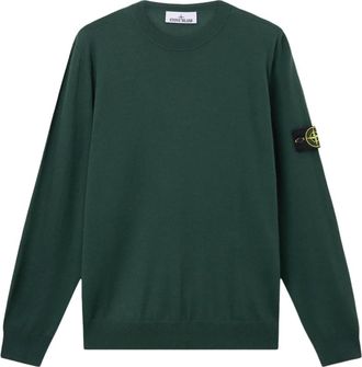 Stone Island Trui met ronde hals - Heren - Ronde hals truien - Groen - XL - Wol - Truien & Vesten