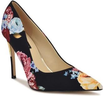 Nine West Fresh Pointed Toe Pump in Black Floral at Nordstrom, Size 9