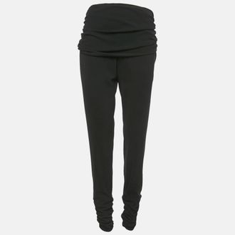 Moschino Moschino Cheap and Chic Black Crepe Ruche Detail Trousers XL