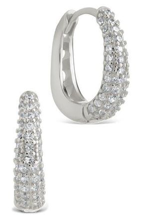Sterling Forever Pav&eacute; Cubic Zirconia Huggie Hoop Earrings in Silver at Nordstrom Rack