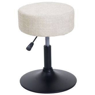 Hhg Nunca Usado] Taburete Hhg 827, Taburete De Maquillaje, Giratorio Regulable En Altura &Oslash; 37cm Tejido Chenilla (465g/m&sup2;) Mvg, Blanco Crema